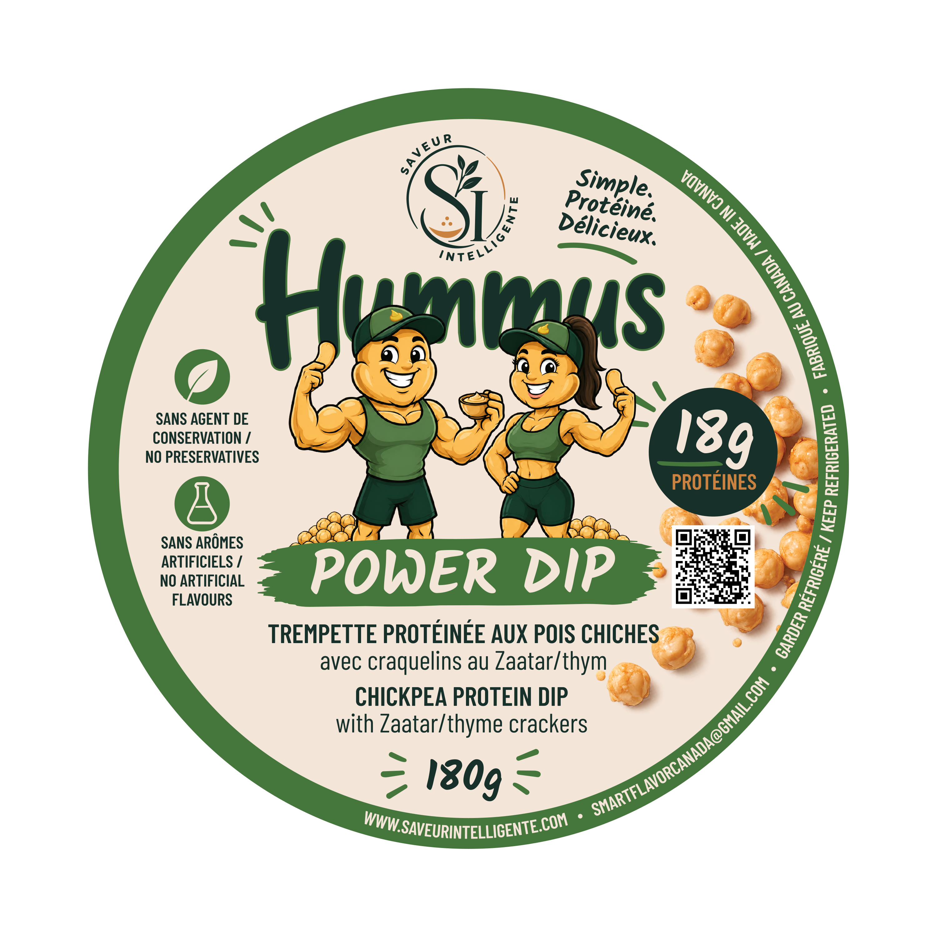 Protein Hummus Power Dip with crackers