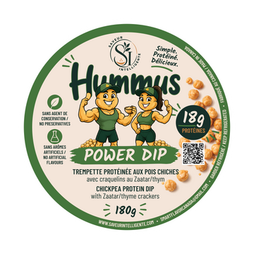 Protein Hummus Power Dip with crackers