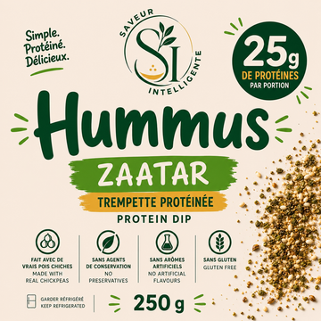 Intelligent Protein Hummus - botanical zaatar protein hummus, rich and savory Mediterranean dip with 25g protein per serving.